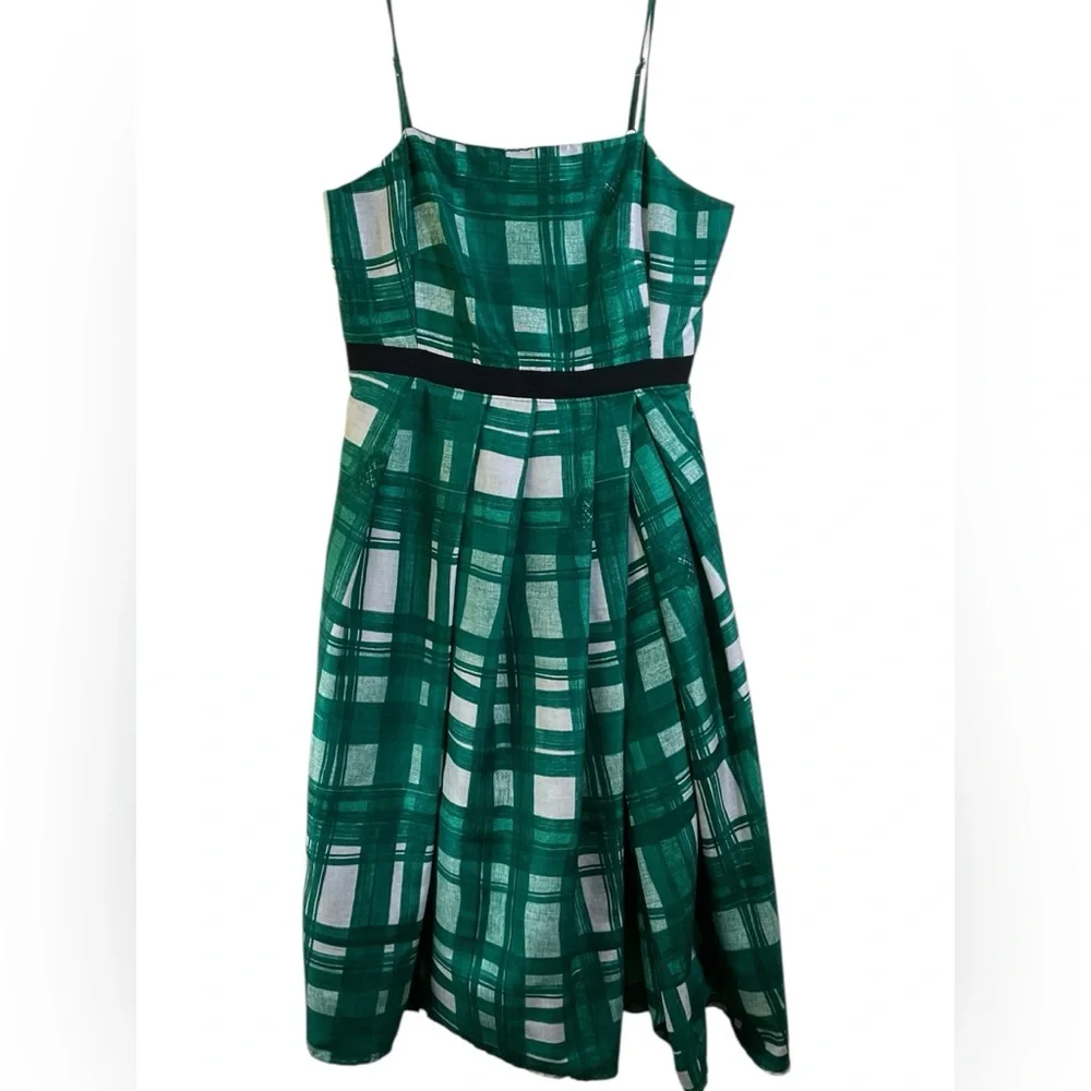 Kristin Davis Plaid Green And White‎ Pin Up Style Dress. Size 6